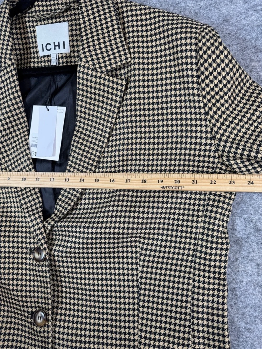 ICHI Houndstooth Blazer Jacket Size 40 Tailored Preppy Academia Oversized Fit - Picture 8 of 15